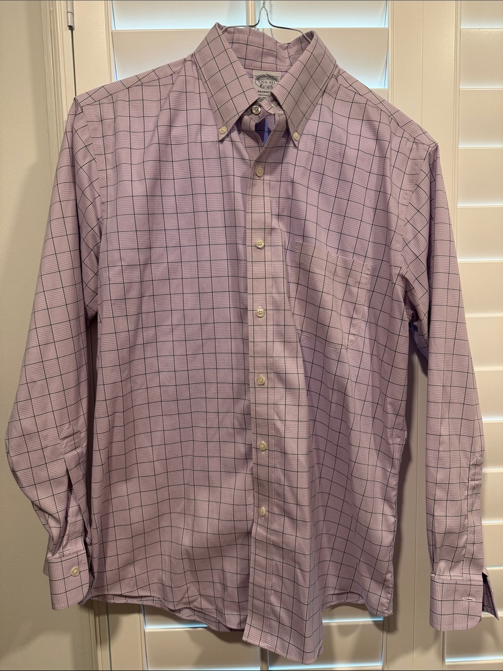 Brooks Brothers Lavender Check Button-Down Dress Shirt